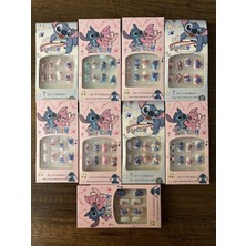 Gülümse Gel Çocuk Takma Tırnak 1 Paket Kız Çocuk Stiç Figür Stich Figürlü 3D Takma Tırnak