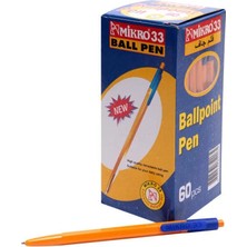 Micro Mikro 33 Ball Pen Tükenmez Mavi 60'lı Kt