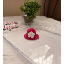 Parla'nın Atölyesi 0-3 Yaş Az Saçlı ve Saçsız Bebek Tokası Hand Made El Örgüsü Şapka Fuşya