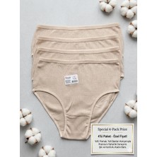 Temur Trade Temurtrade, Ten Rengi Bayan Bikini Külot , Pamuklu, Rahat, Esnek, 4 Lü Paket, Kadın Kız İç Giyim