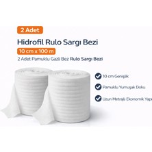 Pazarcan Hidrofil Rulo Sargı Bezi 10 cm x 100 M 2 Adet Pamuklu Gazlı Bez Rulo Sargı Bezi