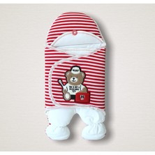 Pazarcan Yenidoğan Ayıcık Nakışlı Pamuklu Bebek Kundak Battaniyesi