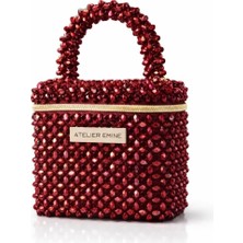 Pazarcan El Yapımı Kristal Abiye Çanta - Sorbetto Bordeaux