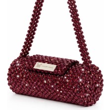 Pazarcan Ricotta Rubino Abiye Çanta - Kristal Detaylı Mini Çanta