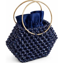 Pazarcan Brio Navy El Yapımı Kristal Abiye Çanta