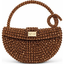 Pazarcan Melo Nocciola Abiye Çanta - El Yapımı Kristal Detaylar