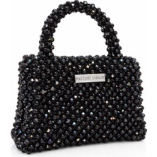 Pazarcan Bianca Caviar Abiye Çanta - Kristal Detaylı Mini Model