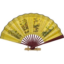 Dünyadan Hediyeler Çin Bambu Keten Kumaş Yelpaze BK02 Büyük Boy 60CM No.2