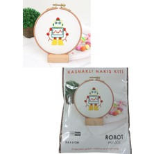 Pazarcan Robot Motifli Kasnaklı Nakış Kiti - 8.6 x 6 cm
