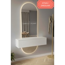Sawoli Home Lotus Modern Tasarımlı Aynalı Dresuar 80 cm Beyaz Suntalam Malzemeden Üretilmiştir