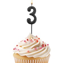 KİKA Çubuk Rakam Mum Siyah 3 Kika Parti Malzemeleri