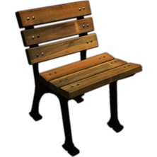 Park Trafik Döküm Bank Tek Kişilik Ahşap Oturma Bankı 45CM Oturma Alanı