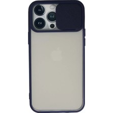Derin Stok Iphone 13 Kılıf Palm Buzlu Kamera Sürgülü Silikon - Lacivert