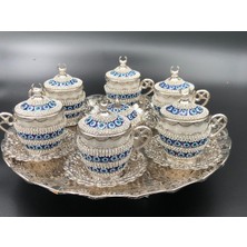 Ceyyiz Kristal Taşlı Nazar Silver Kahve Fincanı Lokumluk Seti