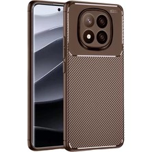 Derin Stok Redmi Note 14 Kılıf Auto Focus Karbon Kapak - Kahverengi