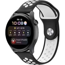 Derin Stok Watch 20MM Spor Delikli Kordon - Siyah-Beyaz