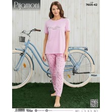 Pijamoni Kadın Milan Bisiklet Yaka Kısa Kol Ince Pijama Takımı 7605/42 - 1 Adet
