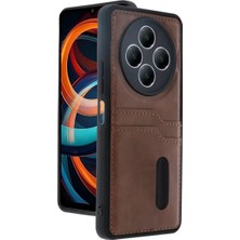 Derin Stok Redmi 14C Kılıf Sara Kartvizitli Deri Kılıf - Taba