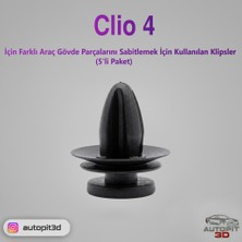 AutoPit 3D Renault Clıo 4 Uyumlu Gövde Parça Klipsi (5’li Paket)