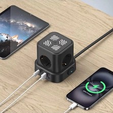 Derin Stok 4lü Akım Korumalı Priz Gece Lambalı 2xusb 2xtype-C Çıkış Yüksek Gerilim Koruma Çoklu Priz Çoğaltıcı