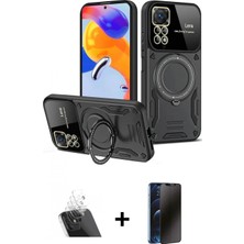 İlk El Grup Ieg™ Redmi Note 12 Pro 4g Kılıf Kıvılcım Modern Serisi - Siyah 3D Antistatik Hayalet Cam Ekran Koruyucu + Şeffaf Kamera Lens Koruma Cam