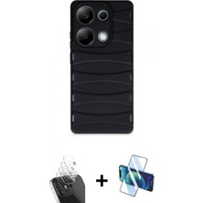 İlk El Grup Ieg™ Redmi Note 13 Pro 4g Kılıf Doruk Form Serisi - Siyah 3D Antistatik Cam Ekran Koruyucu + Şeffaf Kamera Lens Koruma Cam