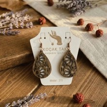 Koçak Takı Ahşap Küpe Modern Özgün Minimalist Takı Model No 302