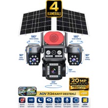 Sonreir SW440 4 Kameralı 20MP 5G Sim Kartlı PTZ Güvenlik Kamerası  Çift Solar Panelli Güneş Enerjili Kamera