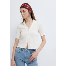 Mavi Kol ve Bel Detaylı Ekru Polo Tişört 1613974-70057