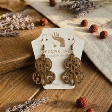 Koçak Takı Ahşap Küpe Modern Özgün Minimalist Takı Model No 301