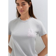 Mavi Bisiklet Baskılı Gri Tişört 1613860-70075