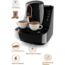 Arzum Okka Rich Spin M Sütlü Türk Kahvesi Makinesi Siyah Bakır Közde Pişirme Karıştırıcılı Çiftli Cezve + Hediye Türk Kahvesi