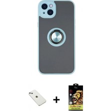 İlk El Grup Ieg™ iPhone 14 Kılıf Yörünge Çizgi - Siyah Buffer Cam Ekran Koruyucu + Sierra Blue Diamond Kamera Lens