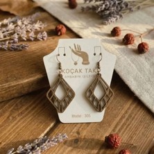 Koçak Takı Ahşap Küpe Modern Özgün Minimalist Takı Model No 305