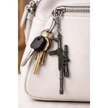 Herşey Nota Unisex Metal Tüfek Figürlü Anahtarlık Siyah Renk Dayanıklı Tasarım
