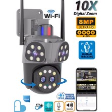 Mpia Orino 4 Lens 10X Zoom 8MP  360° Görüş Hareketli  Waterproof Gece Görüş Sesli Görüşme Akıllı Kamera 