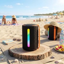 Wirkmarkt Rgb Işık Süper Bas Kablosuz Karışık Renk Hoparlör Fm Radyo/tf/usb Kumaş Aktif Stereo Hoparlör Taşıma Askılı