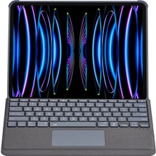 Colezium T5509D Ipad Pro 12.9 (2022) Kılıf Palermo Ledli Klyeli Standlı Tablet Kılıfı - Siyah