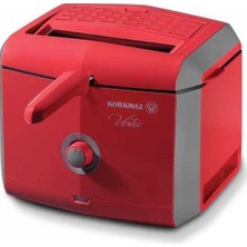 Korkmaz Vertex Kırmızı Fritöz 0,9 lt Kapasite Tek Hazne Isı Ayarı Özelliği ile