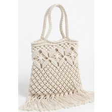 Mollycrush Kadın Püsküllü Makrome Yazlık Plaj Çantası ve Günlük Omuz Çantası