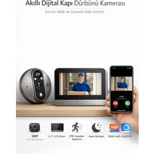 Yellowtech Akıllı Kapı Dürbünü Kamerası 4.3 Inç Ekranlı Gece Görüşlü Pır Sensörlü Tuya Smart Wifi