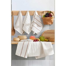 Hsc Bilişim 6 Lı Luna Naturel Mutfak Havlu Seti Pamuklu 30X50 cm Krem