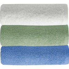 Hsc Bilişim 3 Lü Düz Renk El Yüz Havlu Seti Pamuklu 50X90 cm Mavi-Yeşil-Beyaz