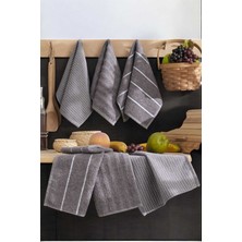 Hsc Bilişim 6 Lı Luna Naturel Mutfak Havlu Seti Pamuklu 30X50 cm Antrasit