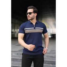 Sidelya Concept Erkek Örgü Desenli Renkli Kısa Kollu Triko Tişört