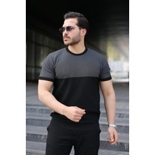 Arben Boutique Erkek Renk Bloklu Bisiklet Yaka Kısa Kollu Triko Tişört