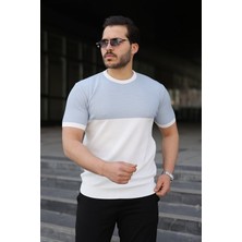 Serac Collection Erkek Renk Bloklu Bisiklet Yaka Kısa Kollu Triko Tişört