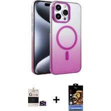 İlk El Grup Ieg™ iPhone 14 Pro Max Kılıf Ahenk Doku Özel Seri - Siyah Buffer Hayalet Cam Ekran Koruyucu + Derin Mor Bilvis Titan Kamera Lens