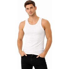 İlk El Grup Ieg™ Erkek Fitilli Likralı Kaşkorse Atlet Vücuda Oturan Basic Şıklık - Beyaz