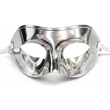 Skygo Metalize Parlak Parti Maskesi Gümüş Renk 16X7 cm